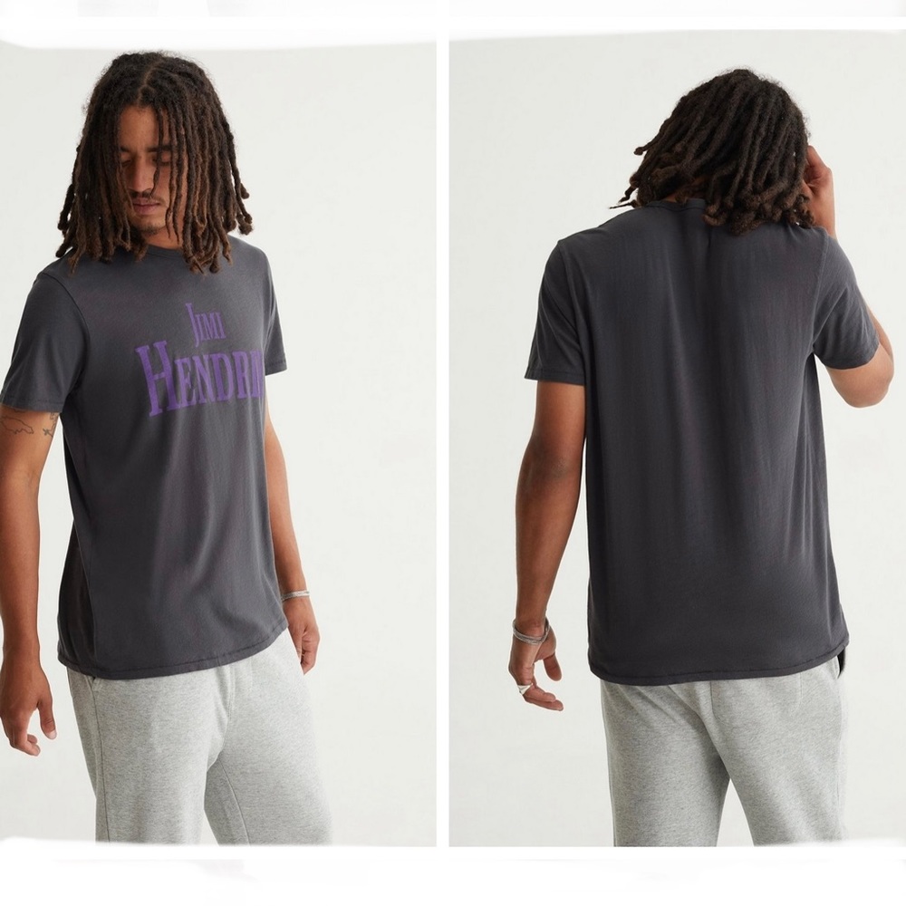 🍀LUCKY BRAND Men’s JIMI HENDRIX Purple Haze Gray Short Sleeve Graphic Tee Shirt